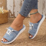 Deep Blue Casual Patchwork Round Comfortable Shoes