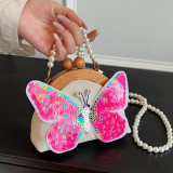 Yellow Casual Patchwork Butterfly Sequins Pearl Bags