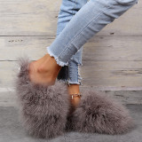 Blue Casual Living Patchwork Solid Color Round Keep Warm Comfortable Shoes