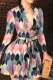 Colour Casual Print Patchwork Turndown Collar Long Sleeve Dresses