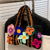Blue Casual Patchwork Weave Bags
