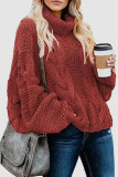 Rose Red Casual Solid Patchwork Turtleneck Tops