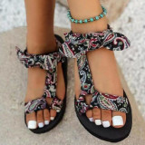 Multi-color Casual Patchwork With Bow Round Comfortable Shoes