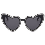 Black Casual Daily Patchwork Rhinestone Sunglasses