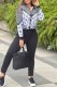 White Sportswear Print Patchwork Letter Zipper Collar Long Sleeve Two Pieces