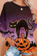 Purple Casual Print Basic O Neck Tops