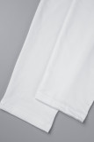 White Casual Solid Basic V Neck Skinny Jumpsuits