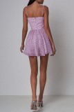 Purple Sexy Casual Print Backless Spaghetti Strap Sling Dress Dresses