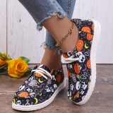 Black Pink Casual Patchwork Printing Round Comfortable Shoes