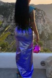 Purple Sexy Casual Solid Slit Skinny High Waist Conventional Solid Color Skirts