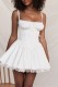 White Sexy Casual Solid Backless Square Collar Sling Dress Dresses