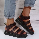 Red-brown Casual Patchwork Solid Color Round Comfortable Out Door Shoes
