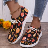 Black Green Casual Patchwork Printing Round Comfortable Shoes
