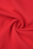 Red Casual Solid Patchwork V Neck Sleeveless Dress Dresses