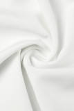 White Sexy Casual Solid Backless Square Collar Sling Dress Dresses