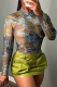 Letter Print Sexy Street Print Patchwork O Neck Tops