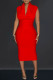 Red Casual Solid Patchwork V Neck Sleeveless Dress Dresses