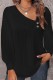 Black Casual Solid Patchwork Oblique Collar Tops