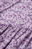 Purple Sexy Casual Print Backless Spaghetti Strap Sling Dress Dresses