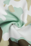 Light Green Street Camouflage Print Patchwork Pocket Regular High Waist Straight Full Print Bottoms