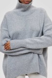 White Casual Solid Basic Turtleneck Tops