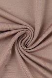 Coffee Sexy Solid Hollowed Out Backless Spaghetti Strap Sleeveless Dress Dresses