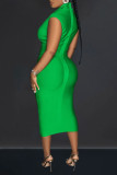 Red Casual Solid Patchwork V Neck Sleeveless Dress Dresses