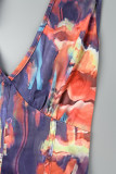 Colour Sexy Casual Print Backless Halter Sleeveless Dress Dresses