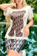 Brown Casual Elegant Print Letter O Neck Short Sleeve Two Pieces