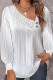 White Casual Solid Patchwork Oblique Collar Tops