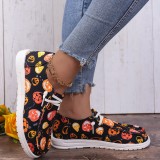 Black Purple Casual Patchwork Printing Round Comfortable Shoes