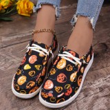 Black Pink Casual Patchwork Printing Round Comfortable Shoes