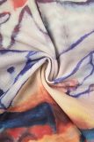 Multicolor College Print Asymmetrical Mesh Stringy Selvedge Square Collar High Waist Tops