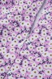 Purple Sexy Casual Print Backless Spaghetti Strap Sling Dress Dresses