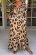 Leopard Print Casual Print Leopard Patchwork V Neck Long Dress Dresses
