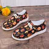 Black Green Casual Patchwork Printing Round Comfortable Shoes