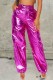Rose Red Casual Solid Patchwork Regular High Waist Conventional Solid Color Trousers