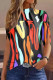 Colour Casual Print Basic O Neck Tops