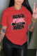 Red Street Party Print Letter O Neck T-Shirts