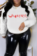 White Casual Daily Print Patchwork O Neck Tops