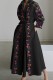 Black Casual Print Patchwork V Neck Long Sleeve Dresses