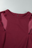 Red Elegant Solid Hollowed Out Patchwork Flounce O Neck Beach Dress Dresses