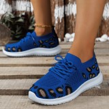 Blue Casual Sportswear Daily Patchwork Frenulum Round Comfortable Shoes