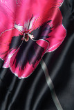 Black Street Floral Patchwork Backless Contrast Strapless Tops