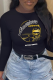 Black Daily Vintage Print Patchwork O Neck Tops