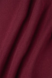 Red Elegant Solid Hollowed Out Patchwork Flounce O Neck Beach Dress Dresses