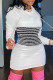 White Casual Striped Patchwork Contrast Hooded Collar Long Sleeve Dresses