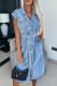 Light Blue Casual Solid Patchwork With Belt Turndown Collar Sleeveless Regular Denim Dresses