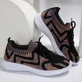 Black Casual Sportswear Daily Patchwork Frenulum Round Comfortable Out Door Shoes