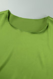 Rose Red Elegant Solid Patchwork O Neck Short Sleeve Dress